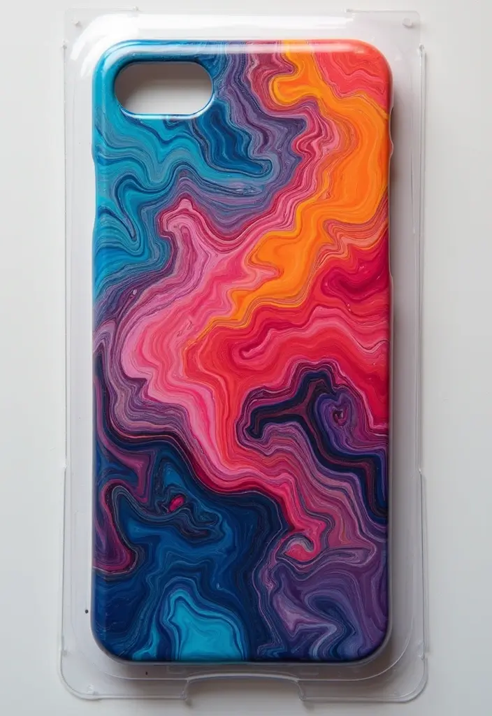 25+ Mobile Cover Painting Ideas to Show Off Your Style - 12. Paint Pour Technique