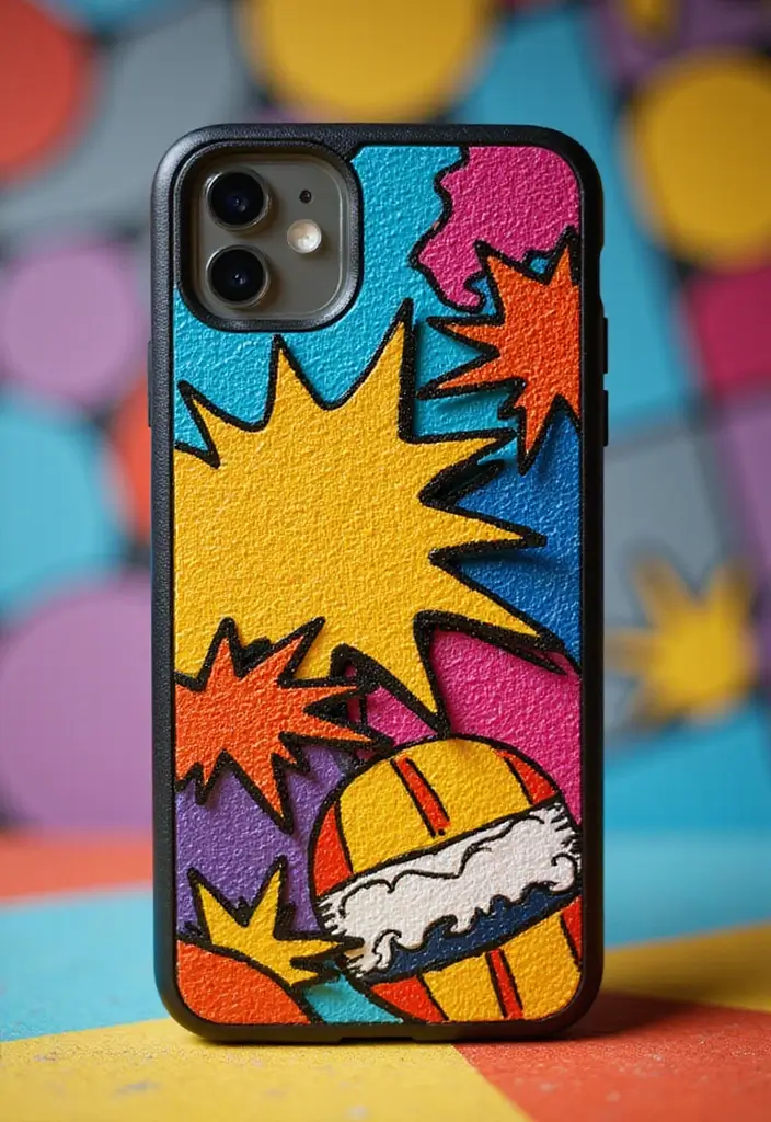 25+ Mobile Cover Painting Ideas to Show Off Your Style - 13. Retro Pop Art