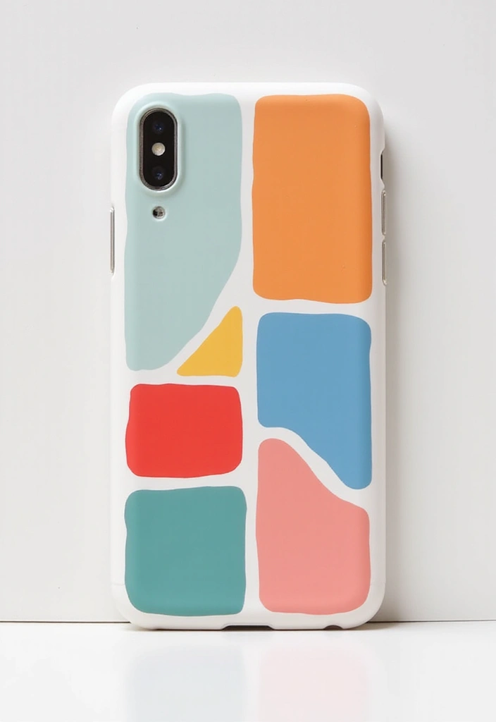 25+ Mobile Cover Painting Ideas to Show Off Your Style - 18. Color-Block Style