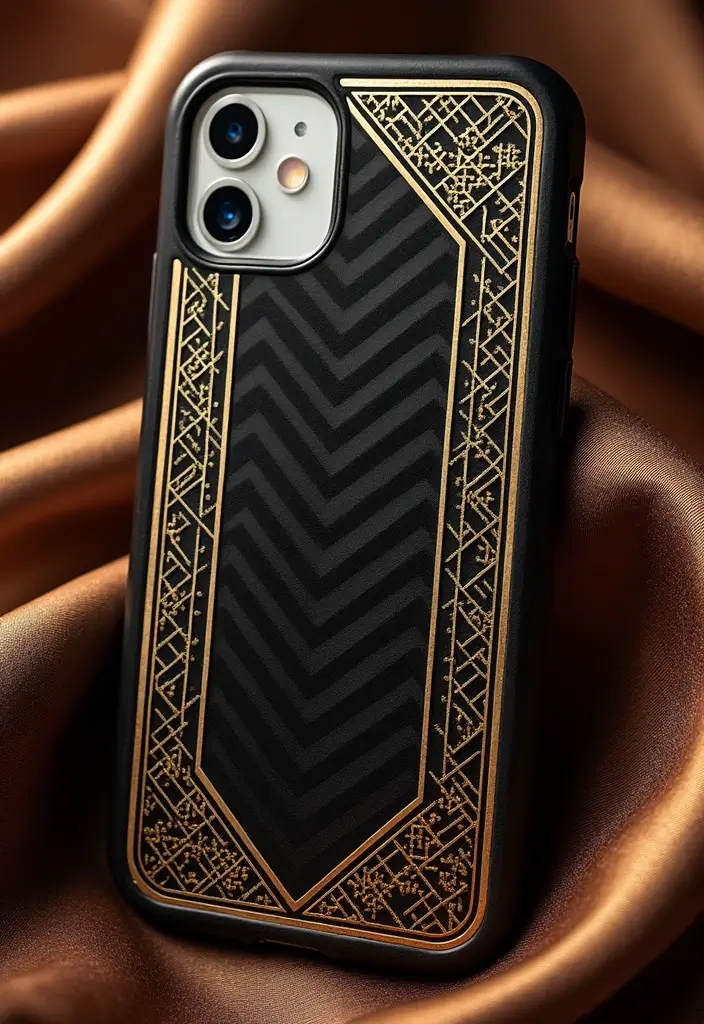 25+ Mobile Cover Painting Ideas to Show Off Your Style - 24. Art Deco Glam
