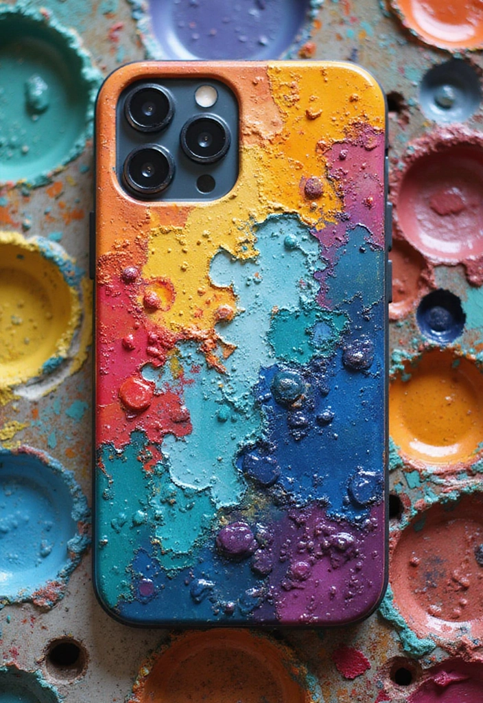 25+ Mobile Cover Painting Ideas to Show Off Your Style - 4. Abstract Acrylic Art