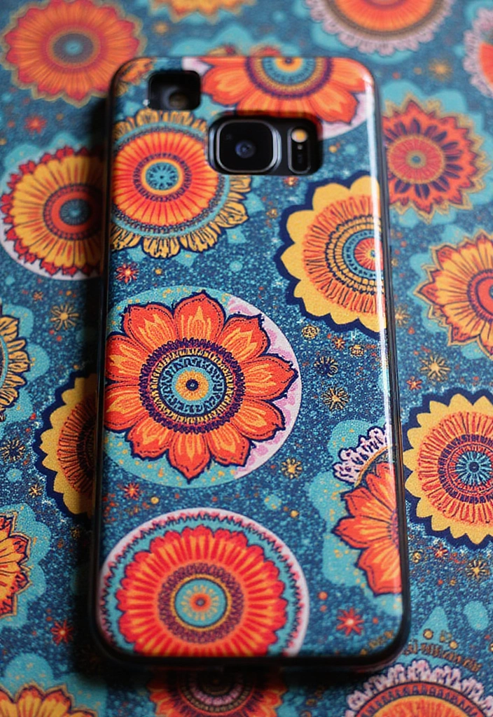 25+ Mobile Cover Painting Ideas to Show Off Your Style - 9. Funky Geometric Patterns