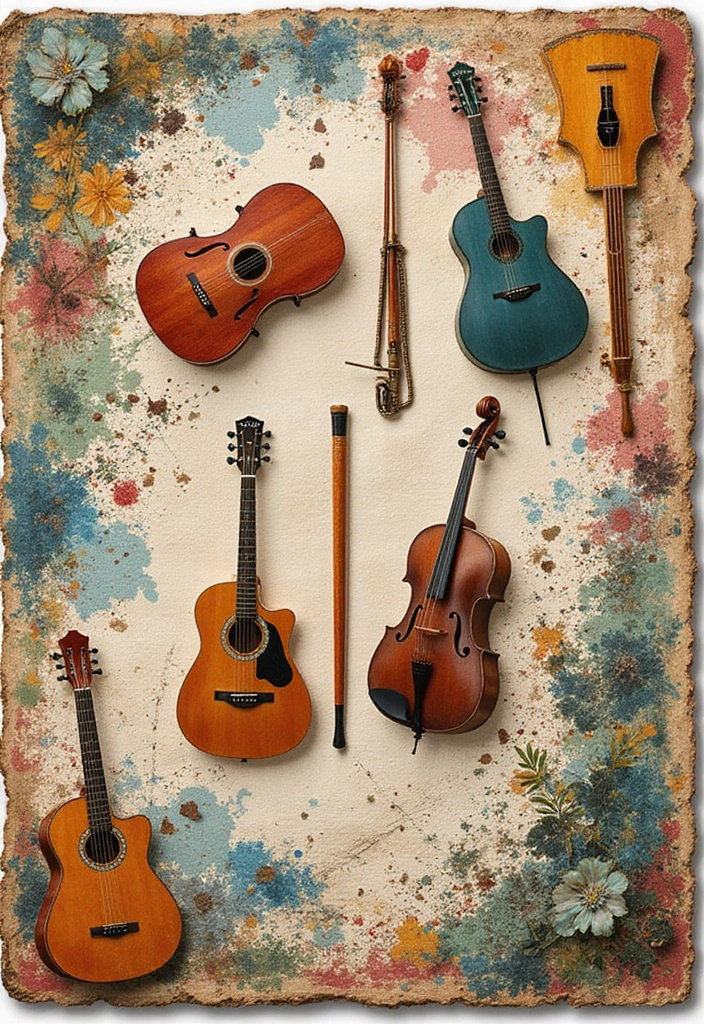 25+ Music Scrapbook Ideas That Hit All the Right Notes - 12. Musical Instruments Corner