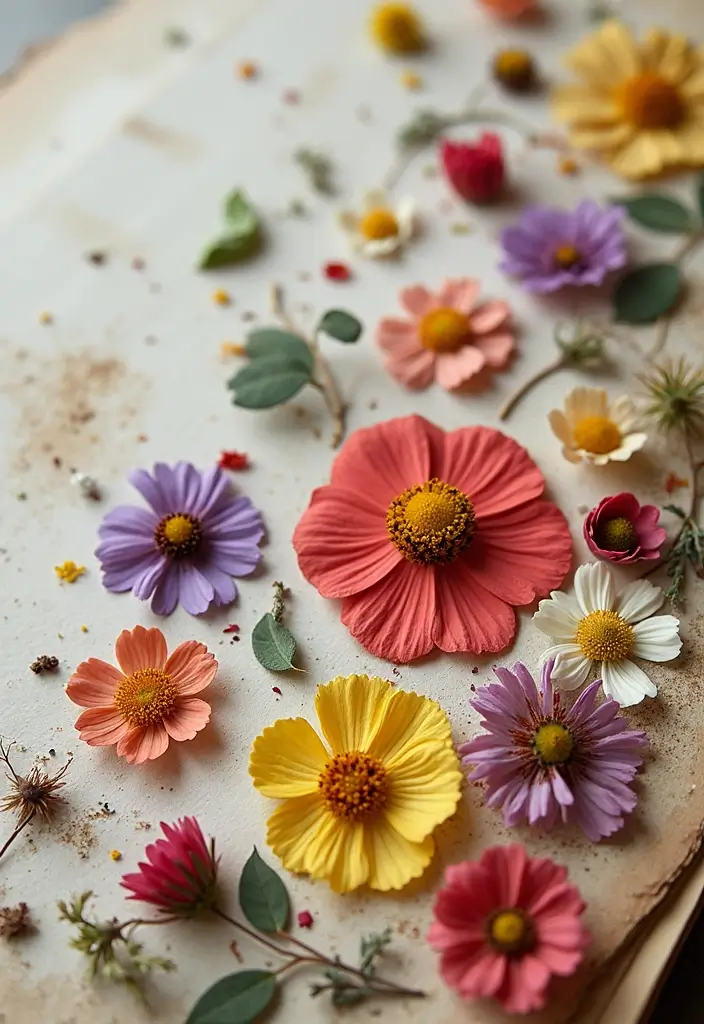 25+ Nature Scrapbook Ideas Inspired by the Great Outdoors - 1. Pressed Flower Collages