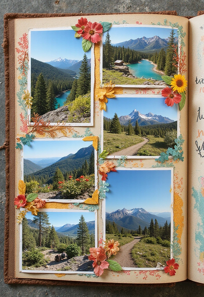 25+ Nature Scrapbook Ideas Inspired by the Great Outdoors - 8. Scenic Photo Layouts