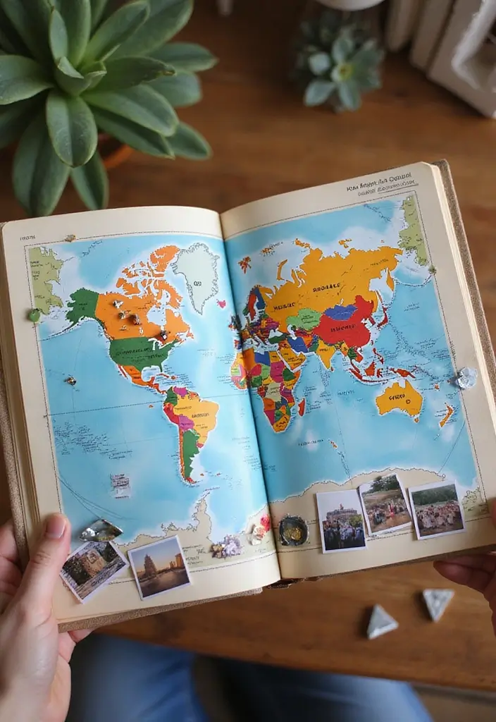 25+ One-Year Anniversary Scrapbook Ideas for Couples - 1. Travel Map Memories