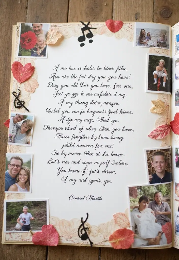 25+ One-Year Anniversary Scrapbook Ideas for Couples - 15. Handwritten Lyrics