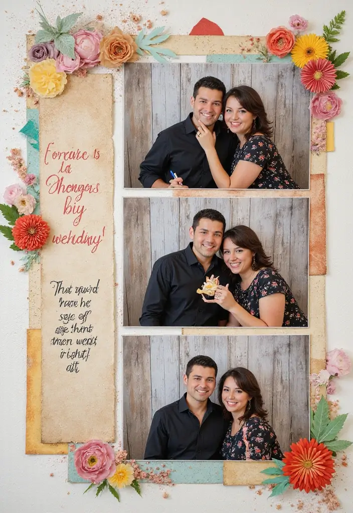 25+ One-Year Anniversary Scrapbook Ideas for Couples - 4. Themed Photo Booth Page