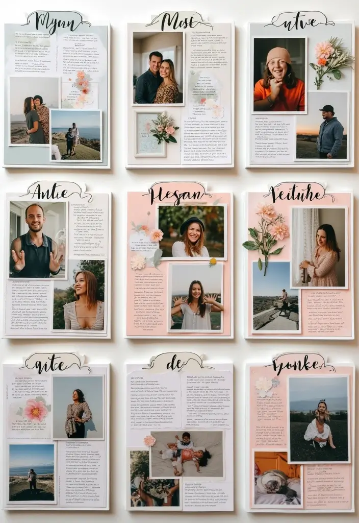 25+ One-Year Anniversary Scrapbook Ideas for Couples - 6. Monthly Reflection Pages