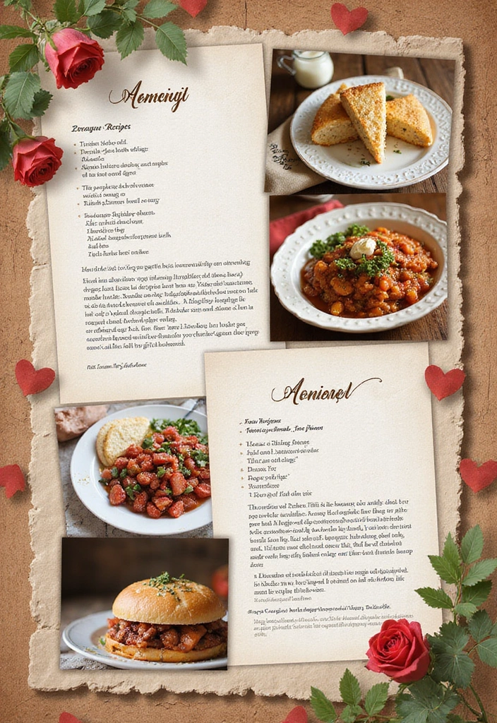 25+ One-Year Scrapbook Page Ideas for Your Boyfriend - 10. Romantic Recipes