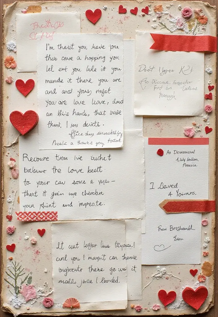 25+ One-Year Scrapbook Page Ideas for Your Boyfriend - 2. Love Letters and Notes