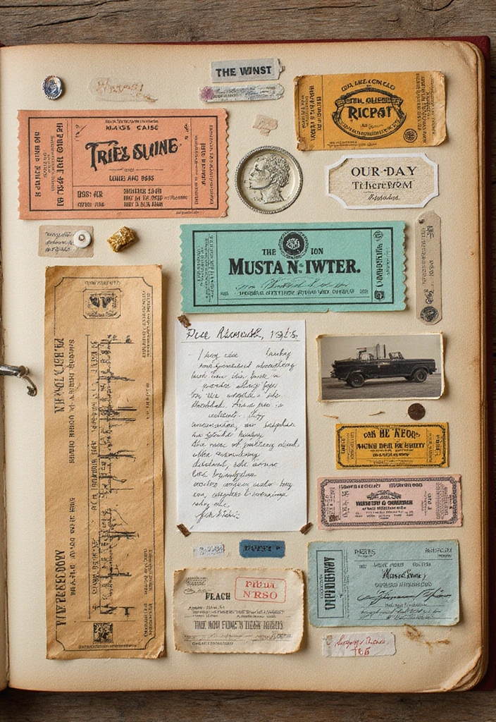 25+ One-Year Scrapbook Page Ideas for Your Boyfriend - 7. Ticket Stubs and Mementos