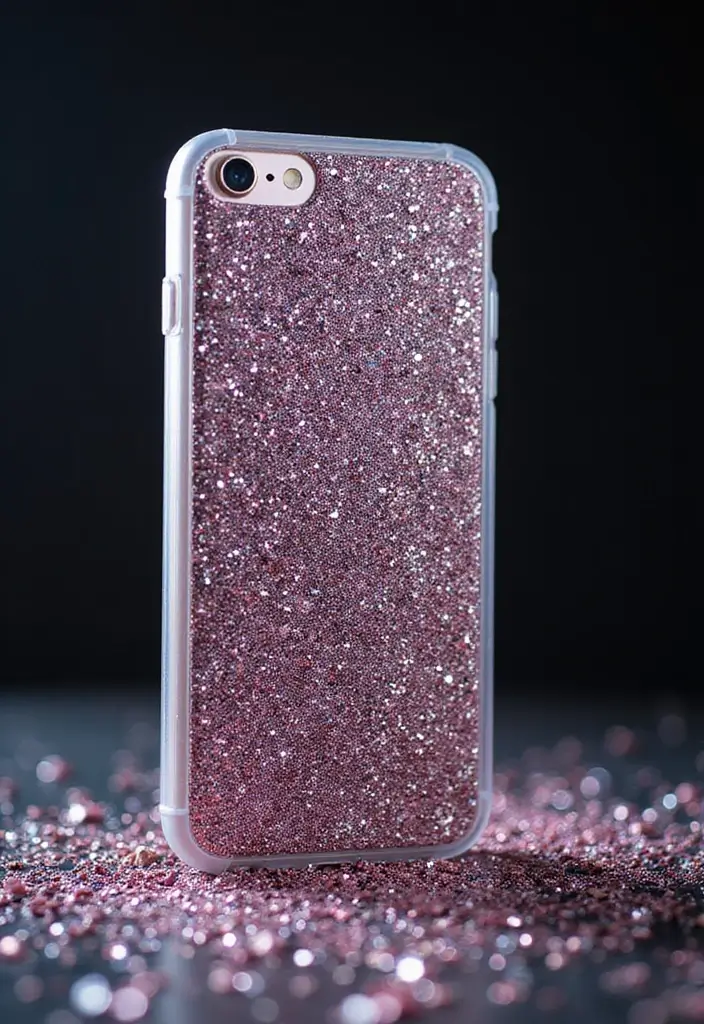 25+ Phone Case Painting Ideas to Express Your Personality - 11. Glitter Glam