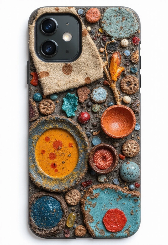 25+ Phone Case Painting Ideas to Express Your Personality - 15. Mixed Media Magic