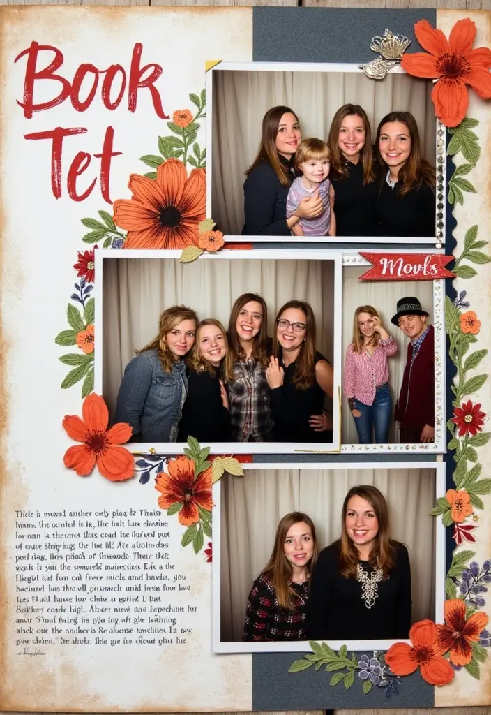 25+ Photo Booth Scrapbook Ideas to Display Fun Moments - 11. Layered Text and Images