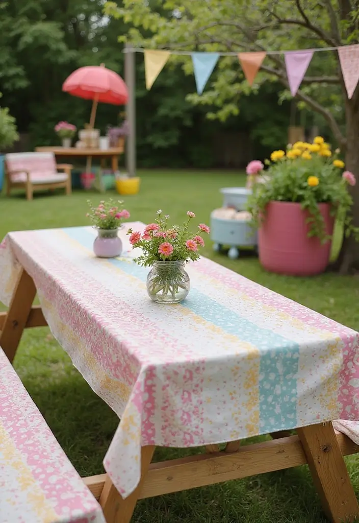 25+ Picnic Table Painting Ideas for Outdoor Charm - 16. Whimsical Patterns