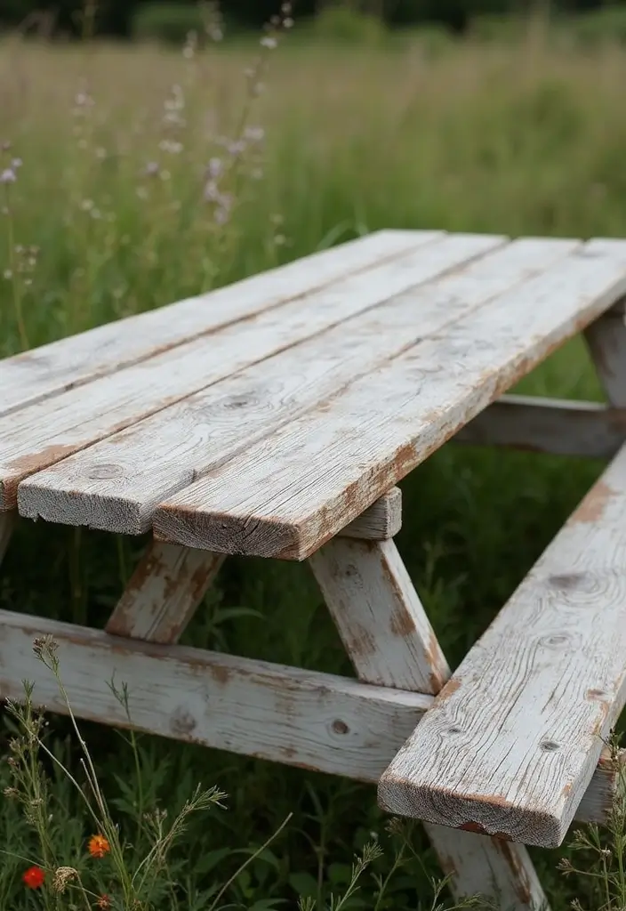 25+ Picnic Table Painting Ideas for Outdoor Charm - 2. Rustic Barnwood