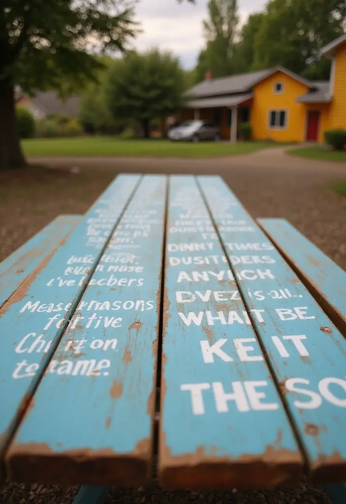 25+ Picnic Table Painting Ideas for Outdoor Charm - 25. Inspirational Quotes
