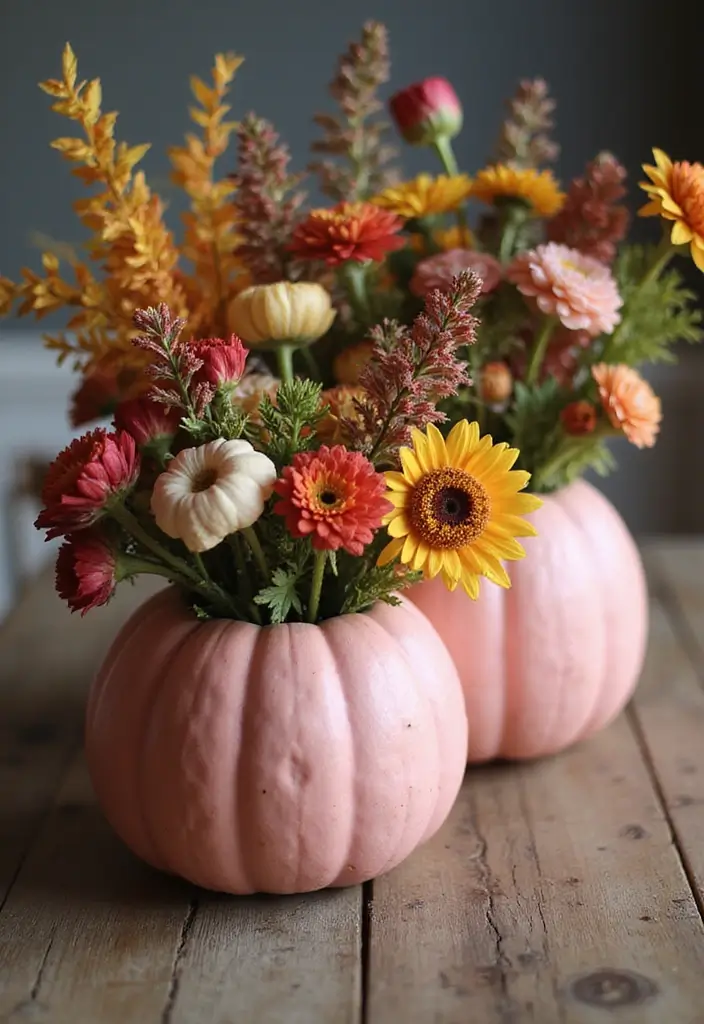 25+ Pink Pumpkin Painting Ideas for a Cute Twist - 12. DIY Painted Pumpkin Vases