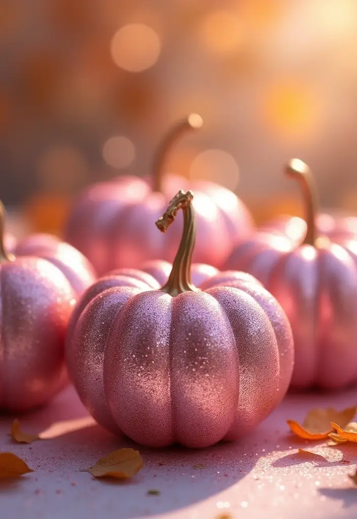 25+ Pink Pumpkin Painting Ideas for a Cute Twist - 2. Glittery Pink Glam Pumpkins