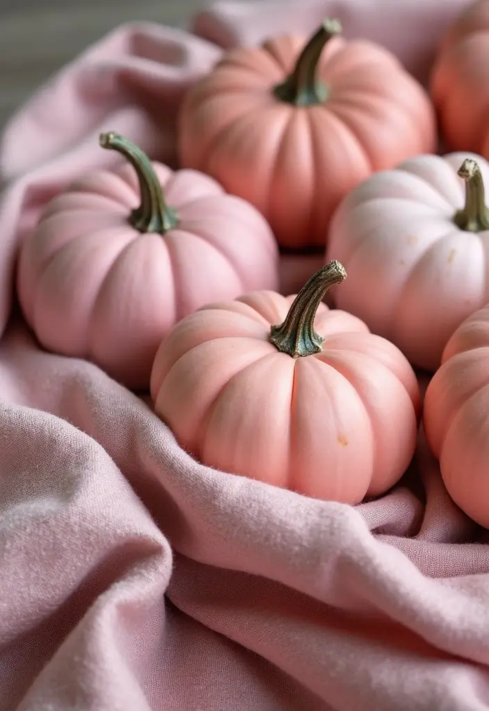 25+ Pink Pumpkin Painting Ideas for a Cute Twist - 23. Textured Fabric Wrapped Pink Pumpkins