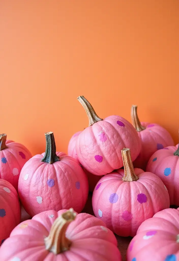 25+ Pink Pumpkin Painting Ideas for a Cute Twist - 6. Polka Dot Pink Pumpkins