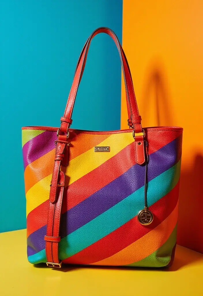 25+ Purse Painting Ideas to Add Personal Flair - 12. Bold Stripes