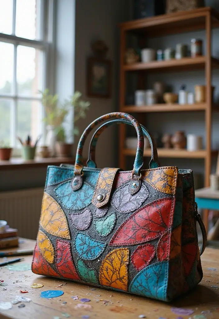 25+ Purse Painting Ideas to Add Personal Flair - 13. Stenciled Wonders