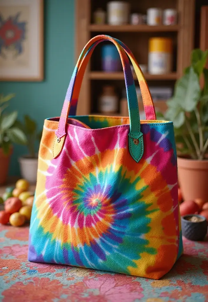 25+ Purse Painting Ideas to Add Personal Flair - 16. Modern Tie-Dye