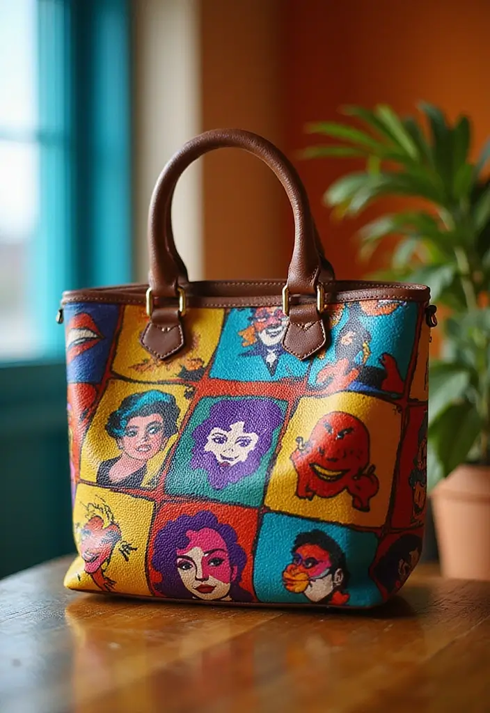 25+ Purse Painting Ideas to Add Personal Flair - 19. Pop Art Inspiration