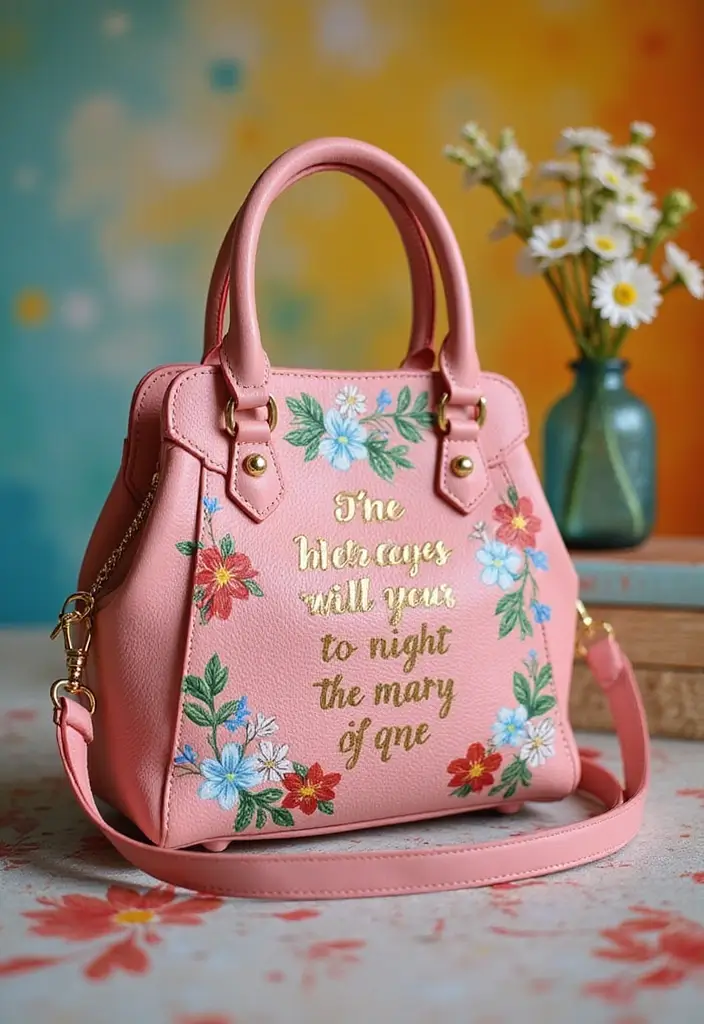 25+ Purse Painting Ideas to Add Personal Flair - 20. Custom Quote Bags