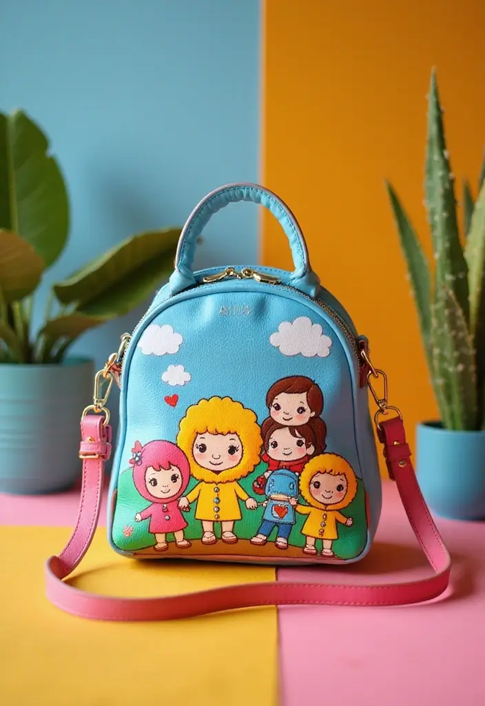 25+ Purse Painting Ideas to Add Personal Flair - 23. Cute Cartoon Characters