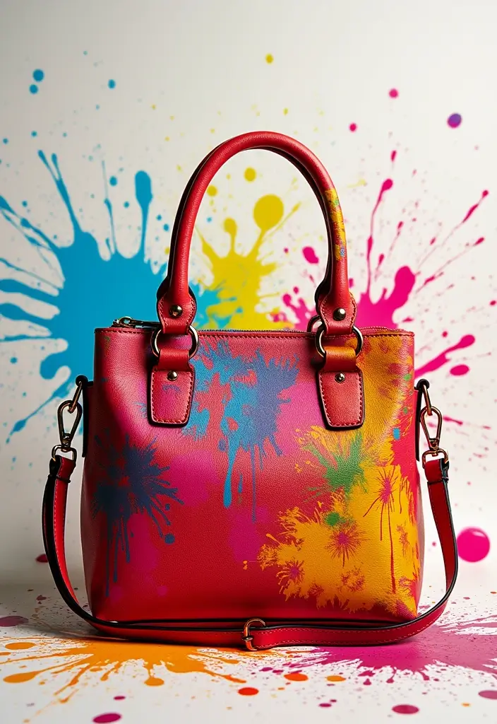 25+ Purse Painting Ideas to Add Personal Flair - 25. Artistic Splatter