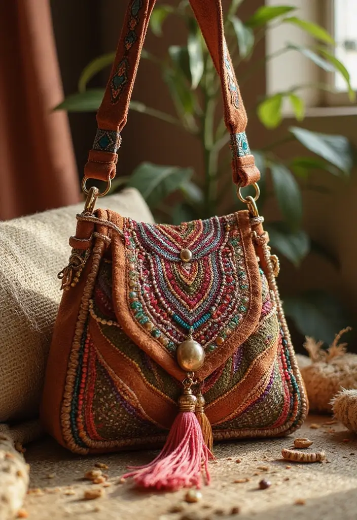 25+ Purse Painting Ideas to Add Personal Flair - 3. Boho Vibes
