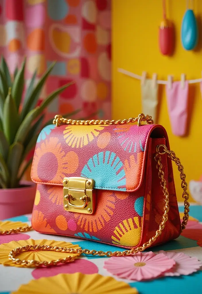 25+ Purse Painting Ideas to Add Personal Flair - 8. Retro Revival