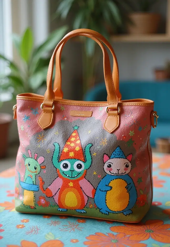 25+ Purse Painting Ideas to Add Personal Flair - 9. Whimsical Creatures