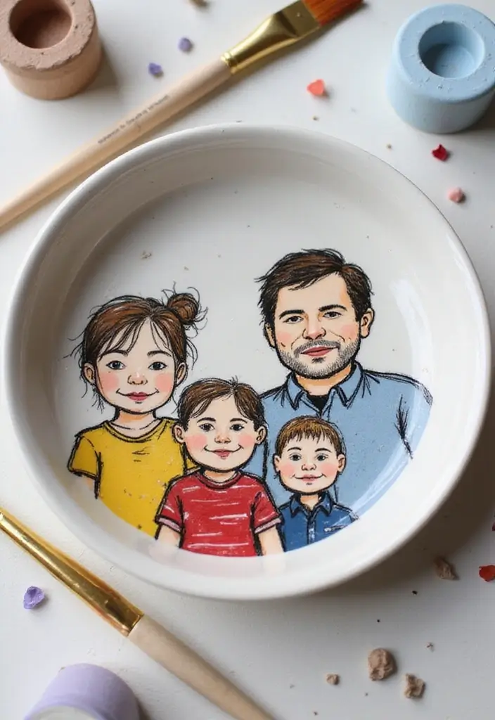 25+ Ring Dish Painting Ideas for Personalized Gifts - 10. Family or Pet Portrait Dishes