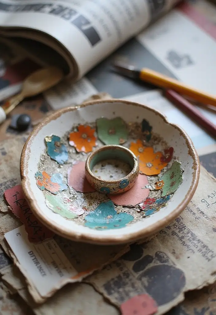 25+ Ring Dish Painting Ideas for Personalized Gifts - 11. Artistic Collage Dishes