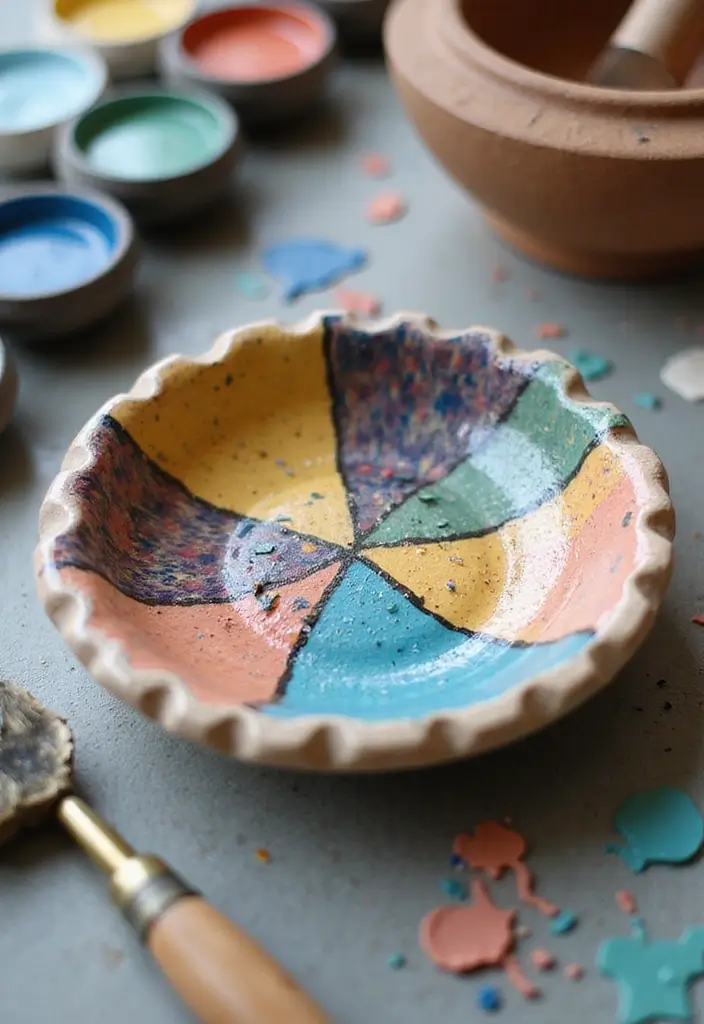 25+ Ring Dish Painting Ideas for Personalized Gifts - 14. Patchwork Tile Designs