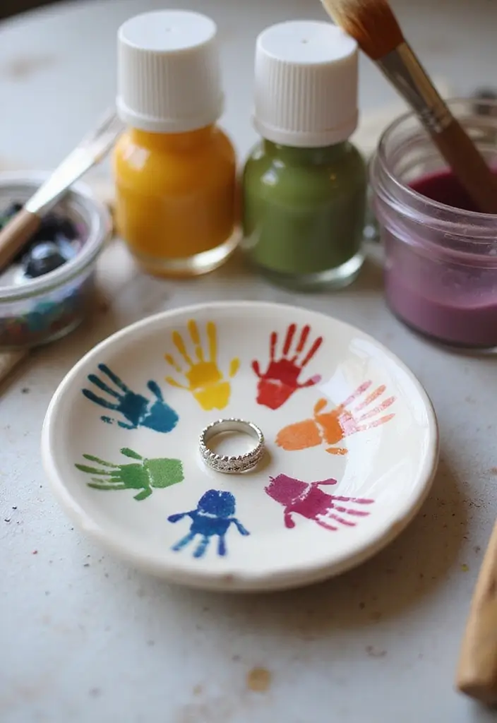 25+ Ring Dish Painting Ideas for Personalized Gifts - 16. Handprints or Footprints