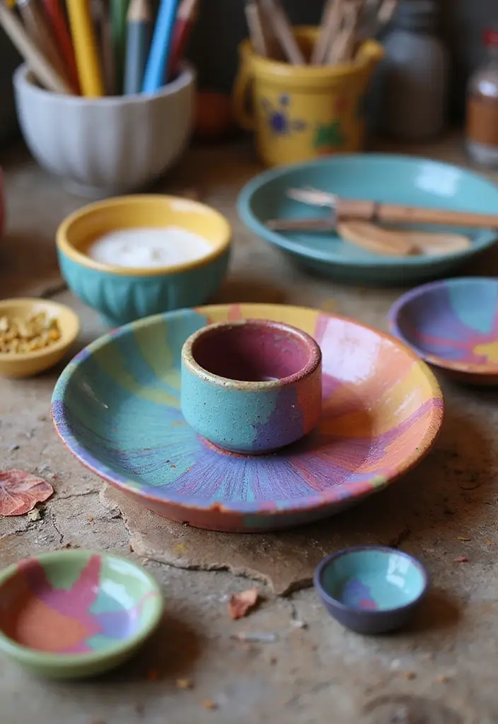 25+ Ring Dish Painting Ideas for Personalized Gifts - 17. Tie-Dye Effects
