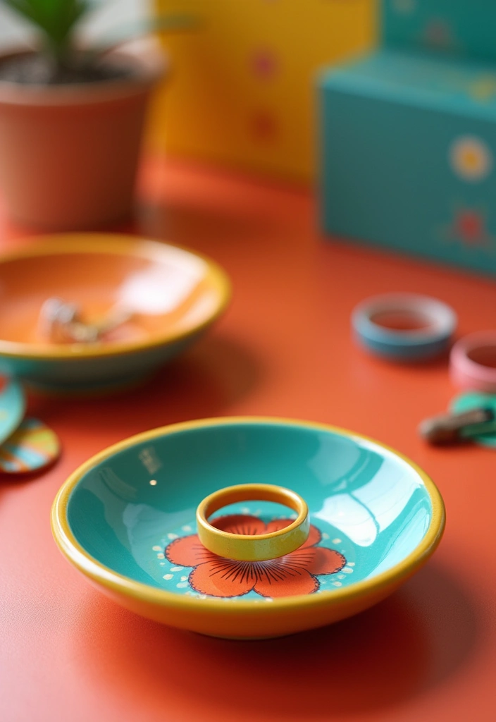 25+ Ring Dish Painting Ideas for Personalized Gifts - 20. Retro Style Dishes