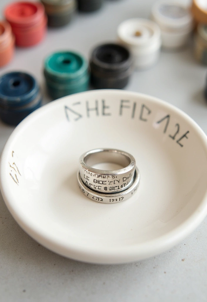 25+ Ring Dish Painting Ideas for Personalized Gifts - 22. Personalized Names and Dates