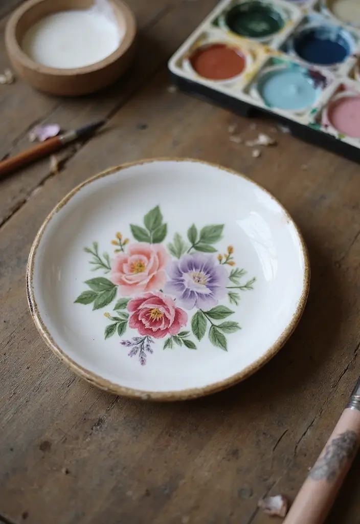 25+ Ring Dish Painting Ideas for Personalized Gifts - 3. Elegant Floral Designs