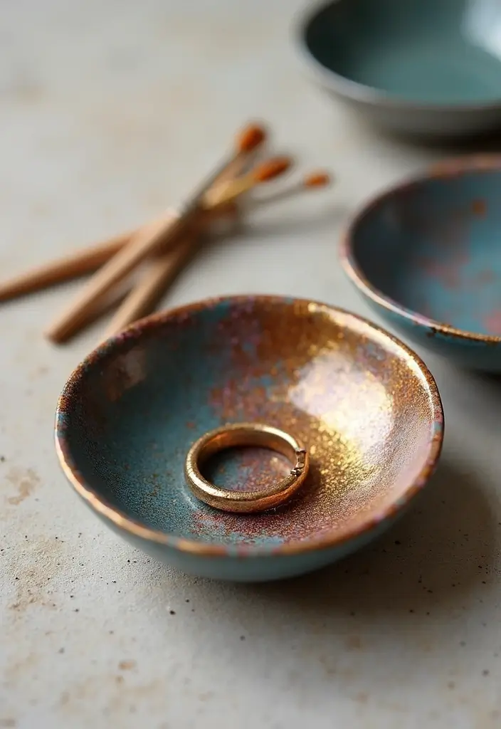 25+ Ring Dish Painting Ideas for Personalized Gifts - 9. Marvelous Metallic Accents