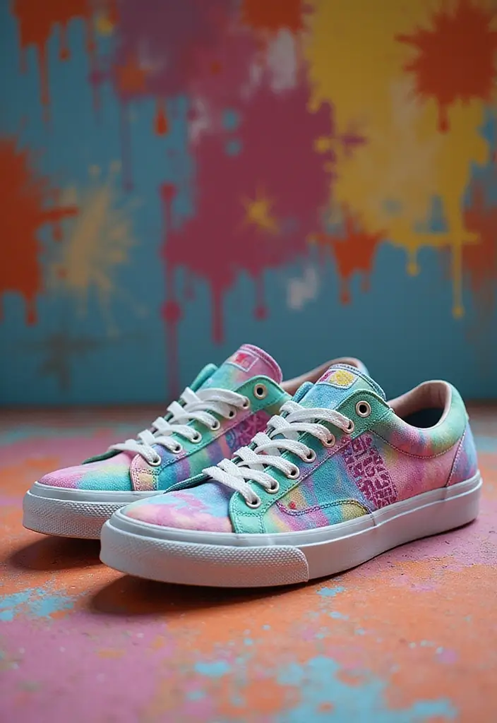 25+ Shoe Painting Ideas to Turn Your Kicks Into Art - 11. Tie and Dye with a Twist