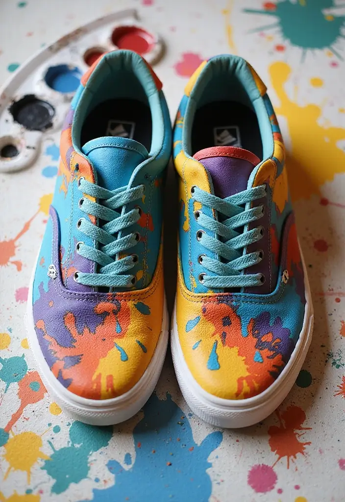25+ Shoe Painting Ideas to Turn Your Kicks Into Art - 2. Abstract Expressionism