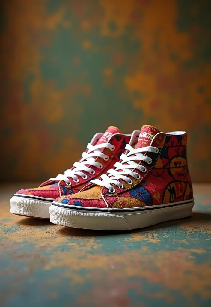 25+ Shoe Painting Ideas to Turn Your Kicks Into Art - 8. Retro Vibes