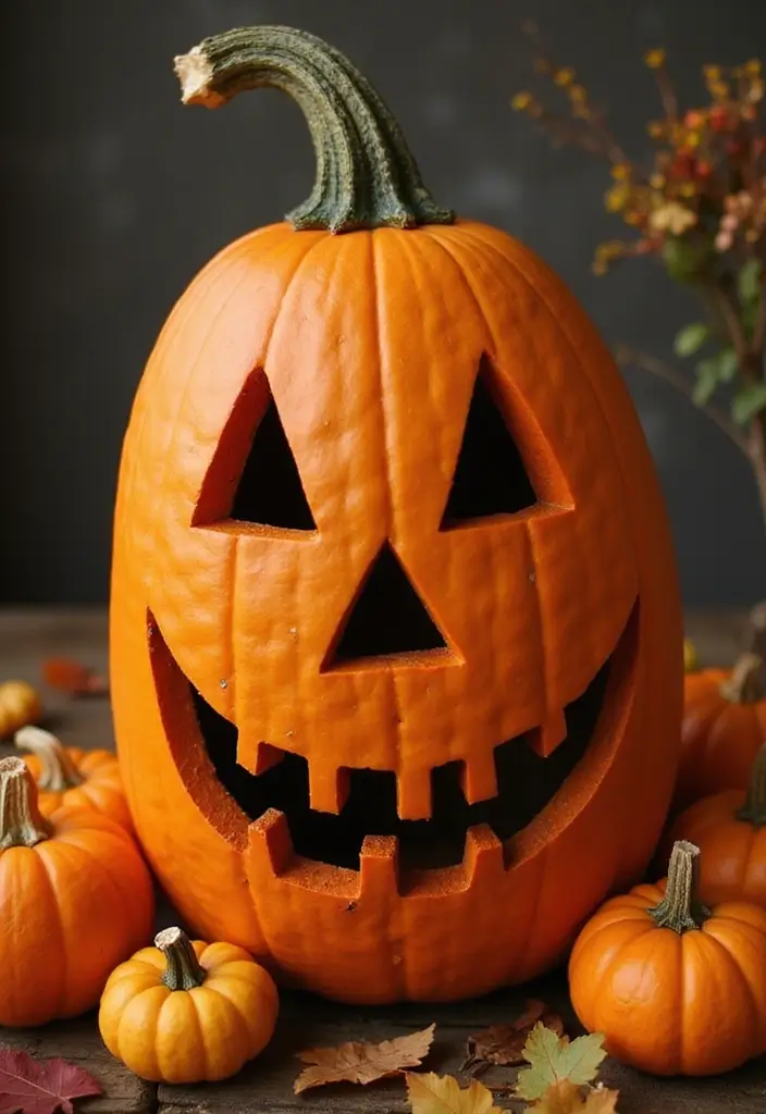 25+ Tall Pumpkin Painting Ideas for Unique Fall Decor - 1. Classic Jack-o'-Lantern