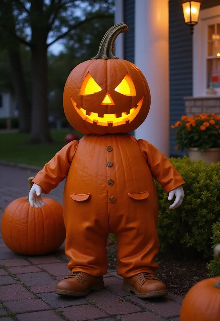 25+ Tall Pumpkin Painting Ideas for Unique Fall Decor - 14. Halloween Costume Theme